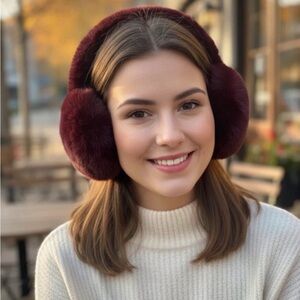 Aspen Plush Faux Fur  Burgundy Earmuffs